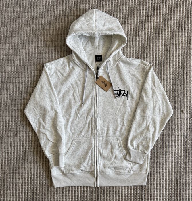 Nowa Oryginalna Bluza rozpinana Stussy Zip-Hoodie | Damska Męska Szara Bluza Rozmiar M