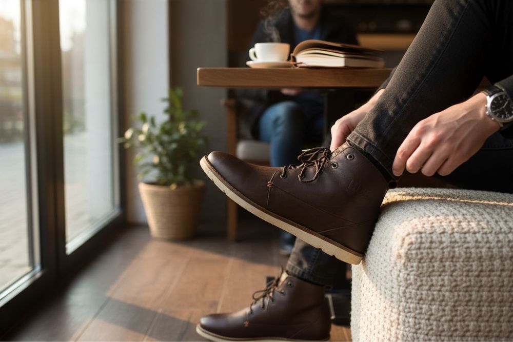 Buty zimowe meskie skorzane ocieplane HUB rozmiar 41