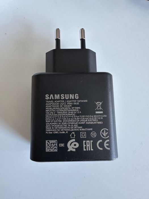 Carregador original Samsung 45w PD fast charge com cabo USB C + USB C
