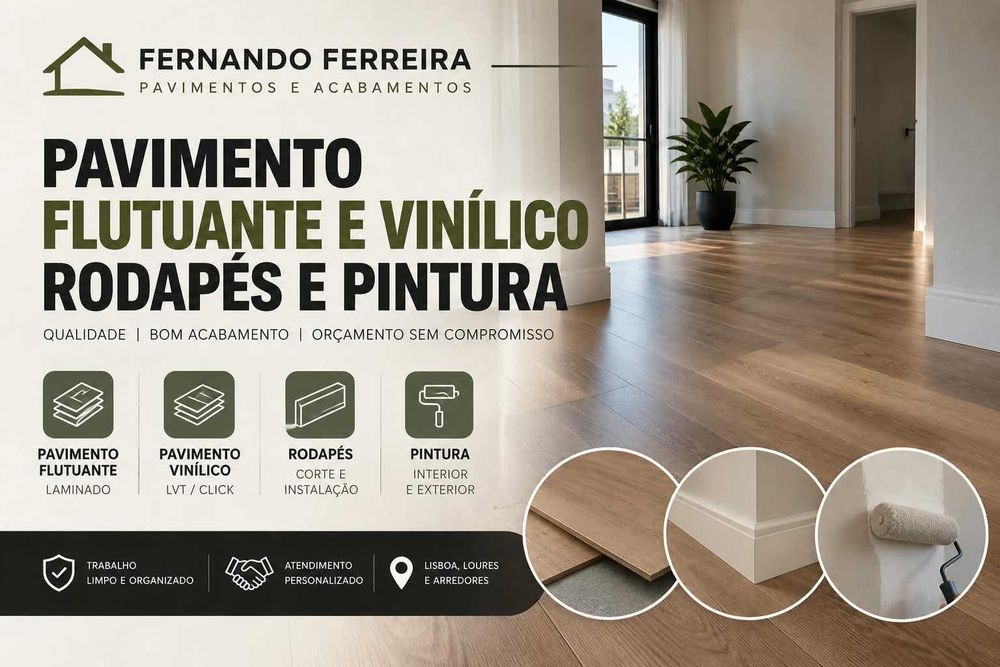 Instalação de Pavimento Flutuante e Vinílico | Rodapés e Pintura