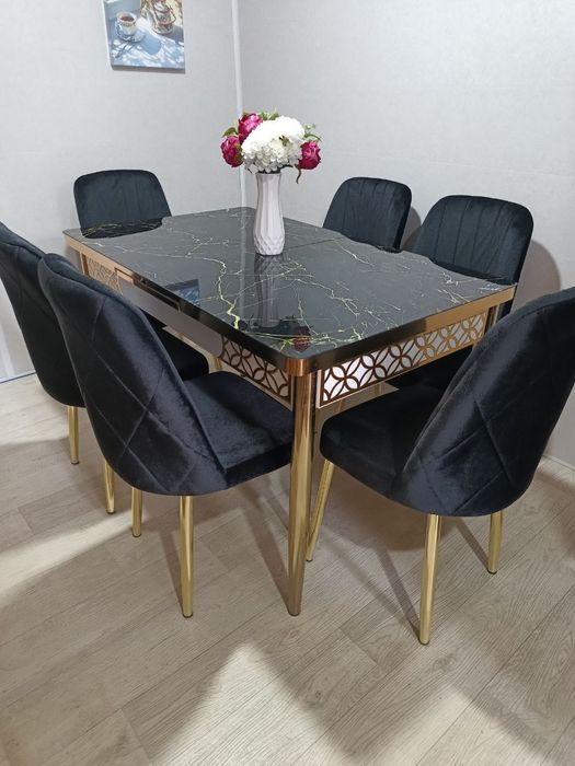 Стіл, стол обеденный кухонный раскладной 4/6 стульев. Аріс