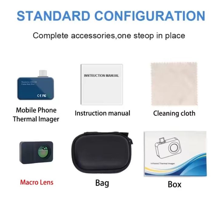 Camera termica Tooltop t7 256x192 com lente macro. Para Android, USB-C