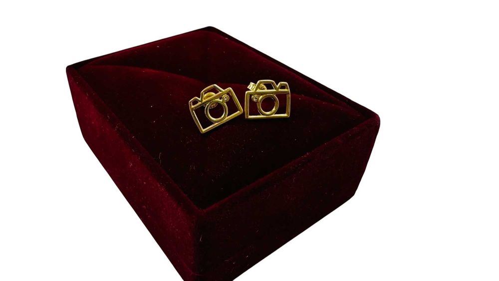 złote kolczyki aparat cyrkonia sztyft próba 585 1,42g stan 10/10