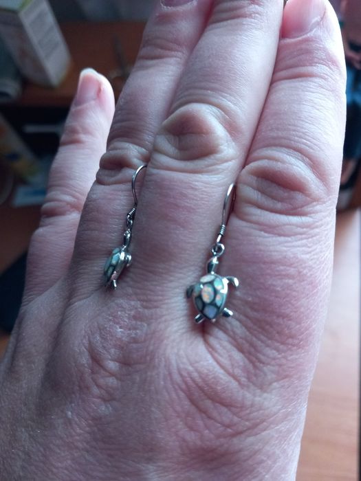 Серьги серебро опал