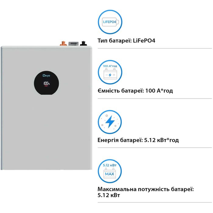 Deye SE-F5 Pro-C 5.12 кВт·год LiFePO4 - нова, Чернівці