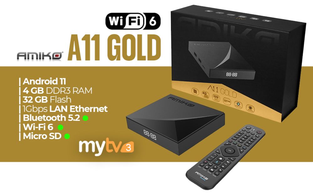 Recetor iptv Amiko A11 Gold Android 4k MyTV 3.