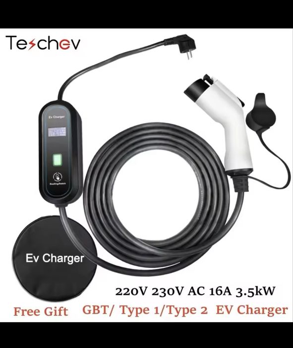 Зарядка для електромобілів Teschev 3,5 KW 16 A Tipe 1 ,Tipe 2