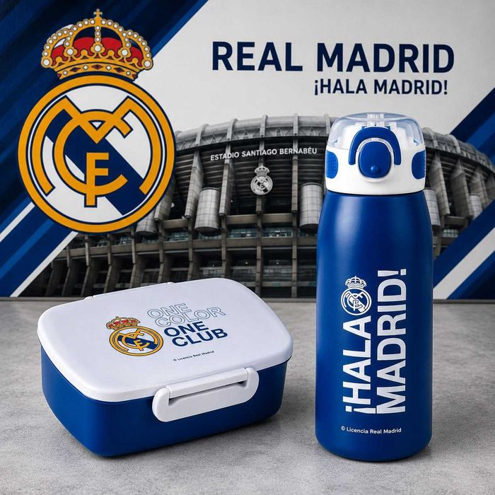 Real Madrid Термопляшка з трубочкою 600мл. + Ланчбокс для їжі