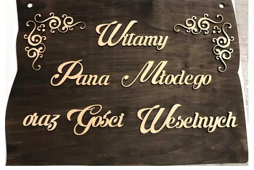 Tabliczka Witamy Pana Młodego i gości weselnych wesele 30x20 3D