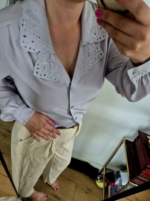 Koszula szara z haftem boho retro elegancka viral Bleyle 40/L