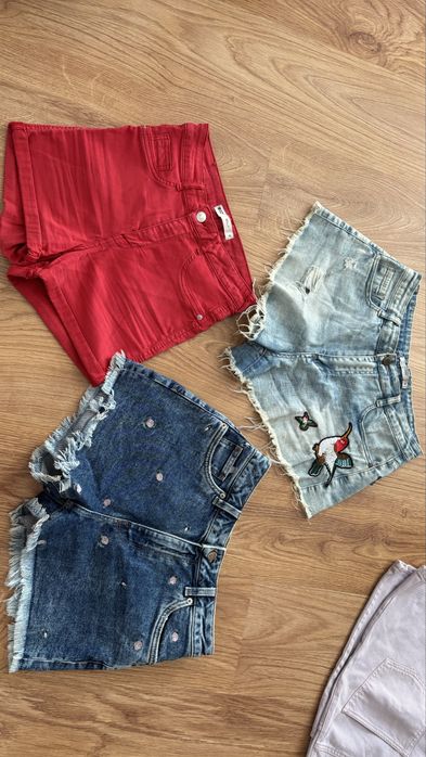 Zestaw 2x spódnice jeansowe M, 3x spodenki jeansowe M
