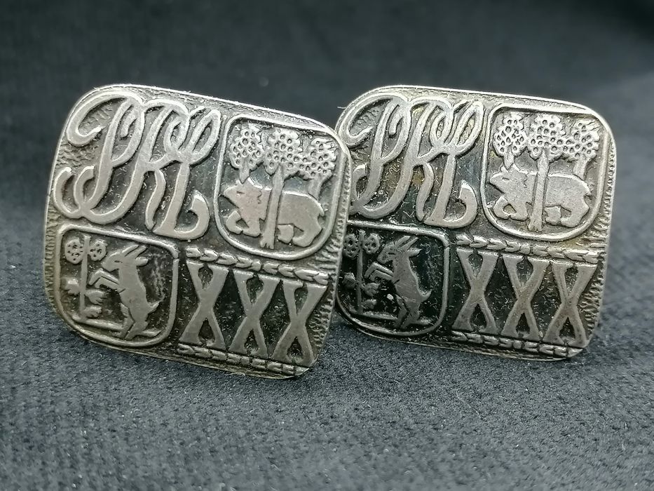 Stare Srebrne spinki do mankietów XXX PRL Srebro próby 3