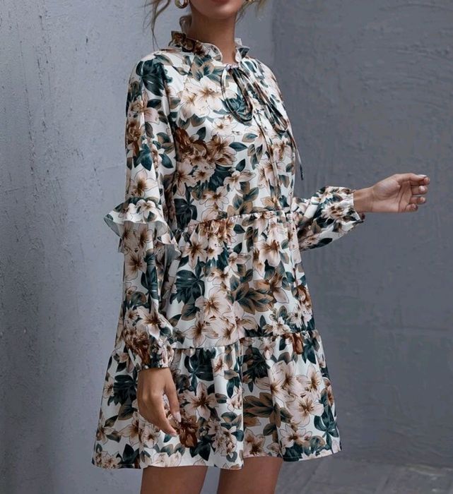 Vestido Floral manga comprida NOVO