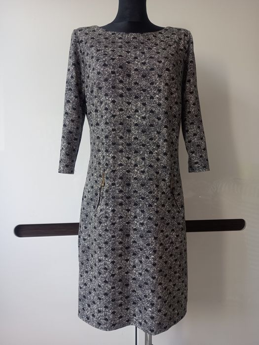 Przepiękna sukienka Bergamo 42, XL rękaw 3/4 viscose serduszka boho