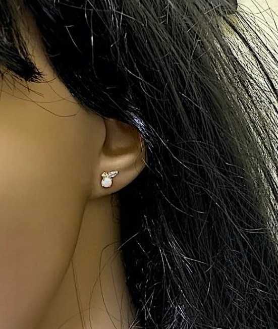 Eleganckie złote kolczyki OPAL SZTYFT ZŁOTO_ p.585