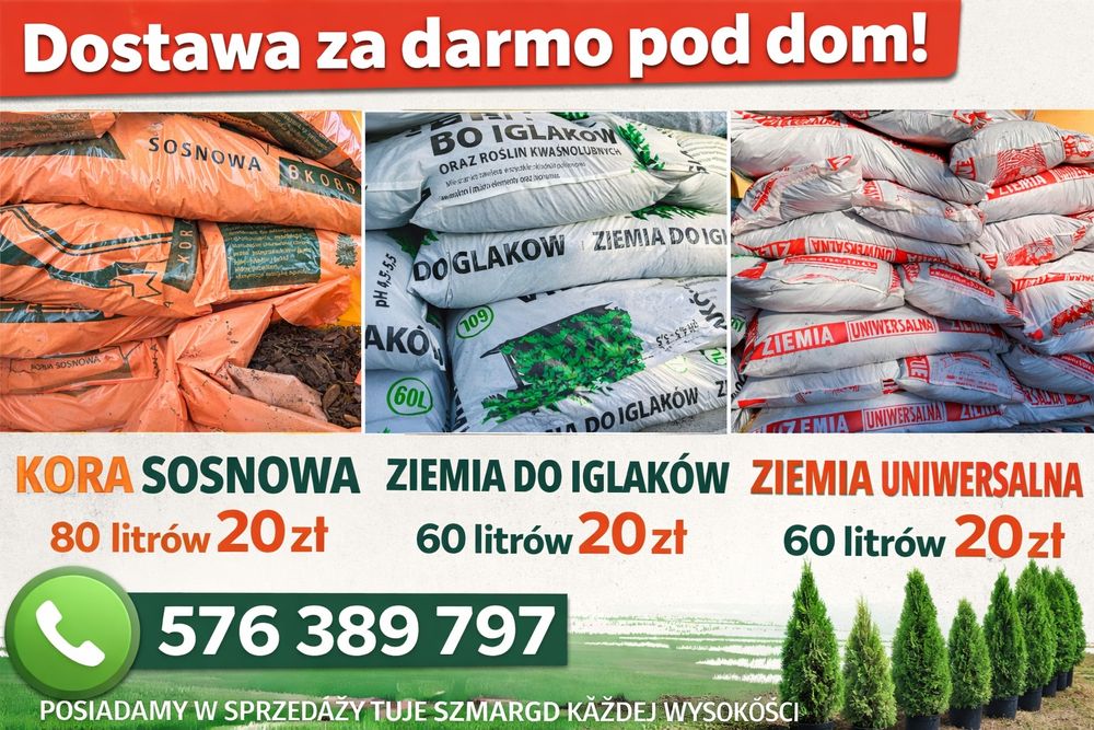 Ziemia uniwersalna z dostawą pod dom kora , do iglaków kompleks