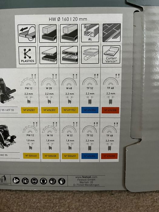 Festool диск 205554 160х1.8х20 TF52, 496306 TF52