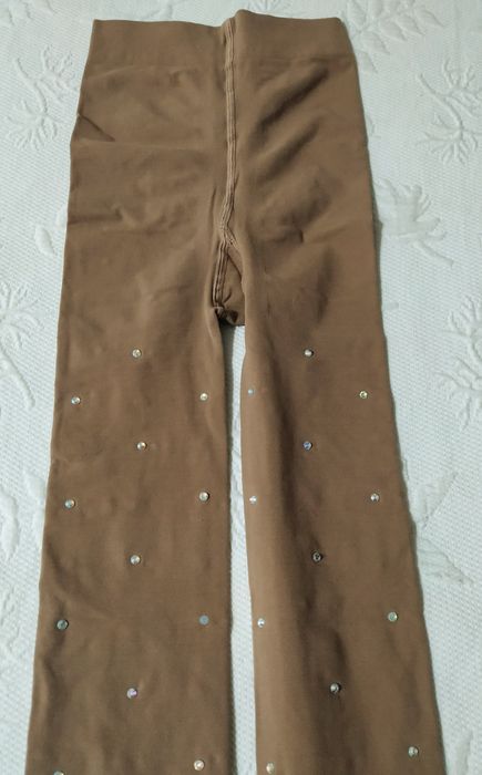 Patinagem Artística collants bege com brilhantes