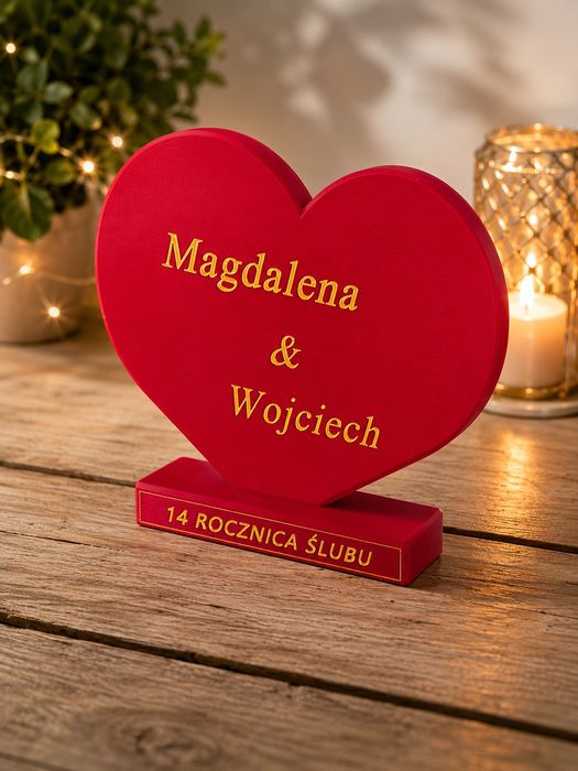 Personalizowane serce 3D na ślub, rocznicę lub inną wyjątkową okazję
