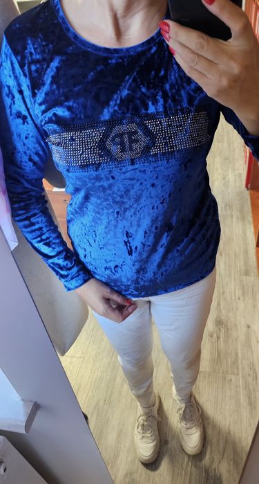 Bluzka chabrowy zamsz M pasuje na L