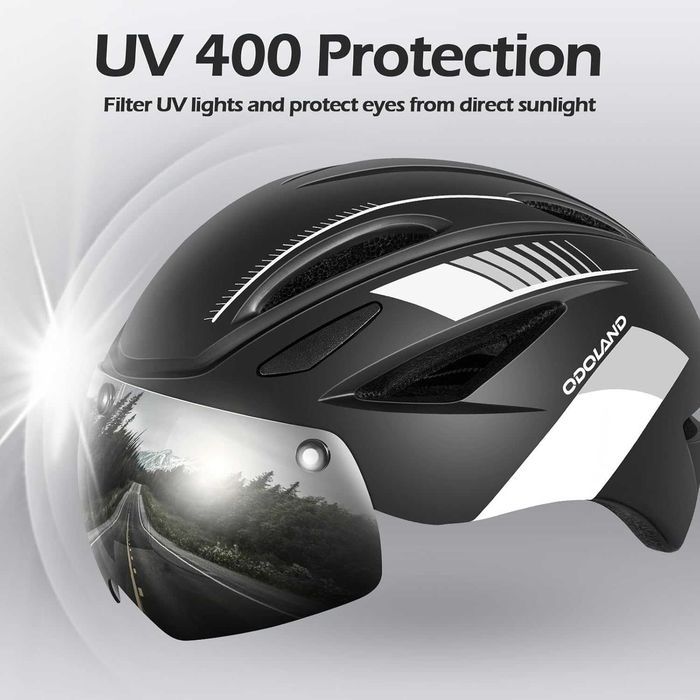 Lekki Kask Rowerowy Z Wizjerem Magnetycznym Mtb Uniwersalny M/L 58-62