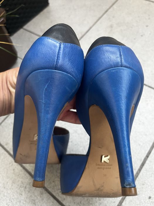 Chabrowe czarne skórzane buty Kazar 39 open toe