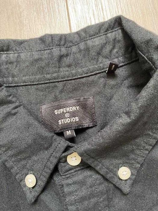 темно-зелена чоловіча сорочка, superdry, бавовна, довгий рукав