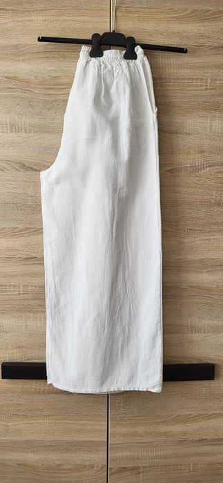 Białe szerokie spodnie  lniane  48