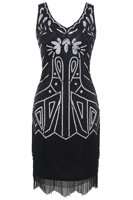 Czarna Sukienka Retro z Cekinami Lata 20 XS