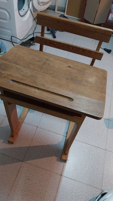 Secretária escola antiga madeira