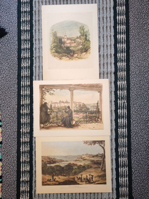 3 Gravuras antigas de Coimbra – conjunto decorativo (séc. XIX)