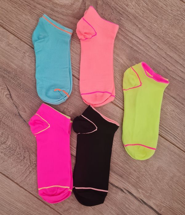 F&F Skarpetki sportowe krótkie 5 par neon Rozmiar 35-38 Nowe