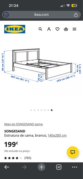 Cama de Casal Songesand IKEA