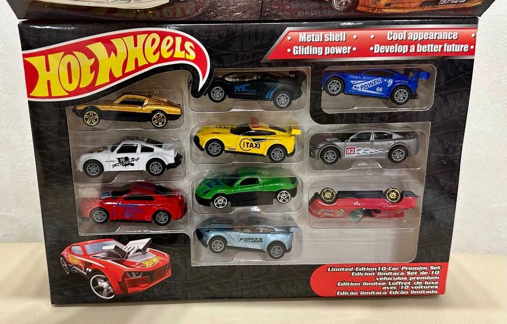 Набір машинок, 10 штук у коробці, 2 види (металопластикові, інерційні)