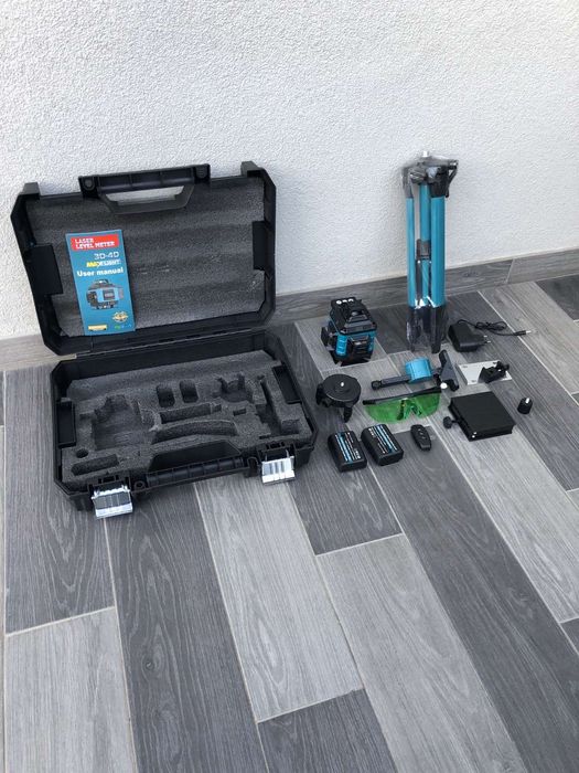 Лазерний рівень лазерный уровень нивелир з штативом 4D 2в1 тринога