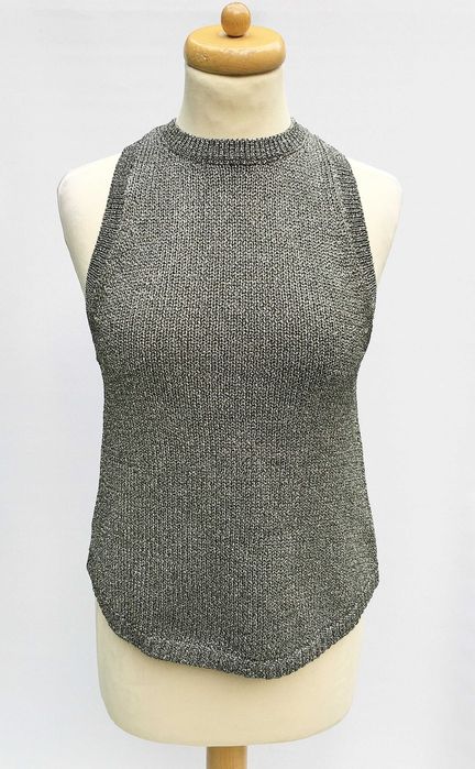 Bluzka NOWA H&M XS 34 Srebrna Pleciona Top Sweterkowa
