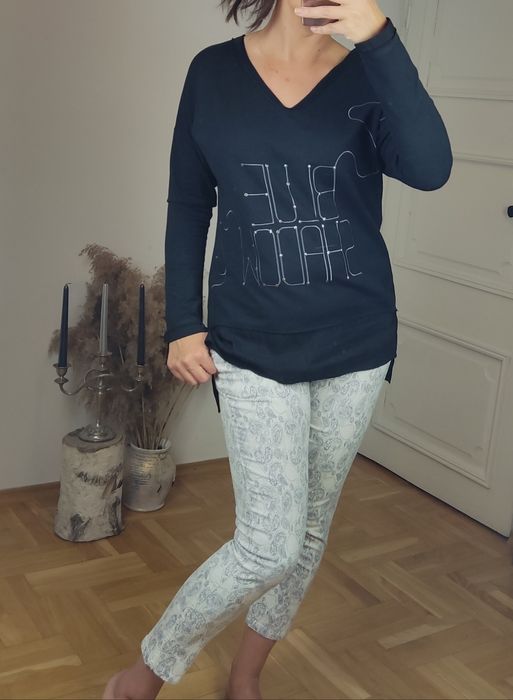 Bluzka z nadrukiem, bawełna, dekolt w szpic