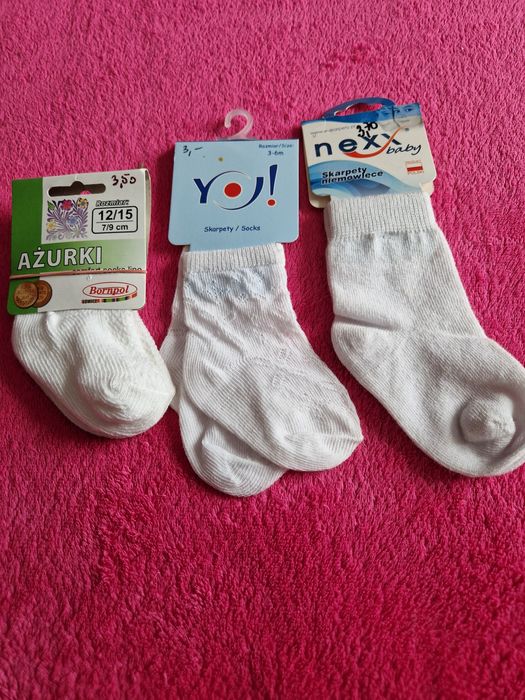 Skarpetki dziecięce wzór rozmiar 3-6 m zestaw 3pary