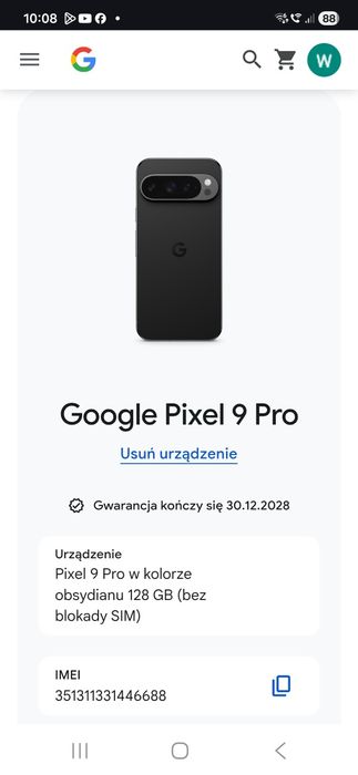 Pixel 9 pro 128GB jak nowy faktura sklepowa