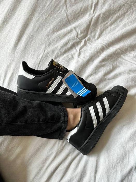 Кросівки Суперстар чорні, стильні Adidas Superstar унісекс