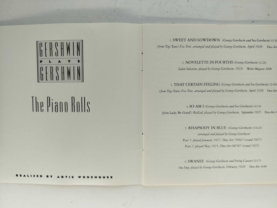 Gershwin pays Gershwin Piano Rolls CD 1993 jazz pop