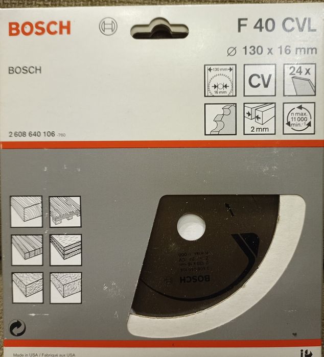 Диск пильный по дереву F40 CVL BOSCH 130х16мм 24зуба  2608640106 НОВЫЙ