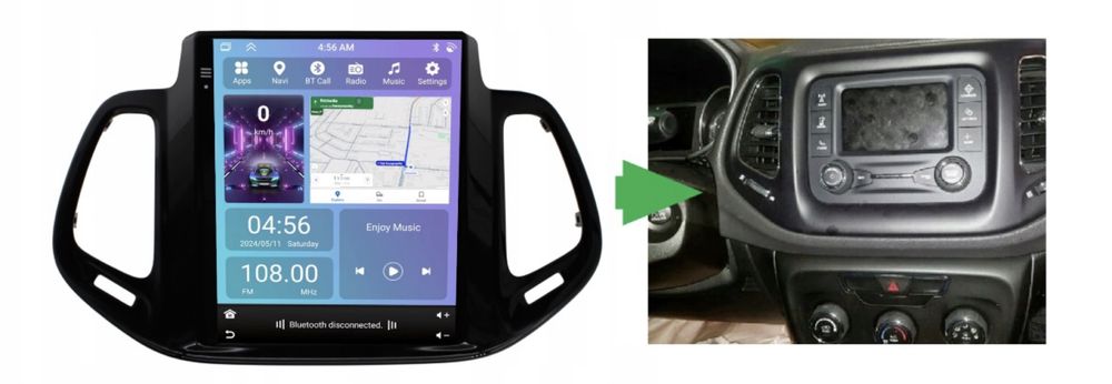Ramka adapter + instalacja do radia Android Cambus Jeep Compass
