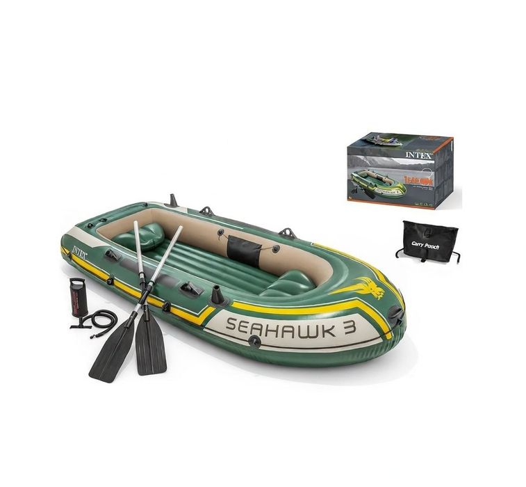 Трехместная надувная лодка 295х137х43 см,  весла,  подушки, насос