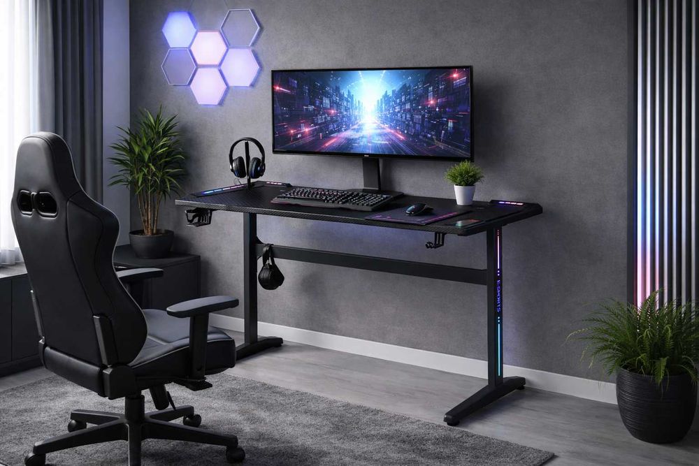 Стіл геймерський Енерджі (карбон з Led підсвіткою) Акційна ціна!