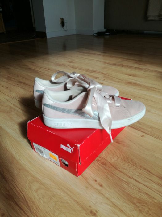 Buty Puma Smash v2 Ribbon Jr damskie r. 37,5 rozowe zamsz