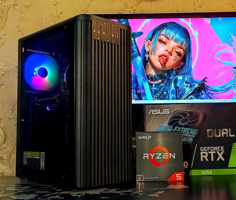 RTX3050 8gb/ Ryzen 5 2600/ 16gb DDR4 SSD s-AM4 игровой компьютер