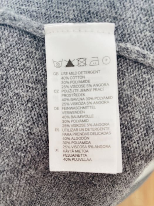 H&M Sweter szary melanż angora zakładany