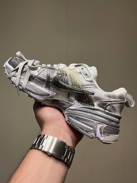 ЕЛІТНІ! Nike V2K Runtekk White Silver Custom 36 37 38 39 40 41 42 43 44 45 найк в2к рантек білі сірі кастом