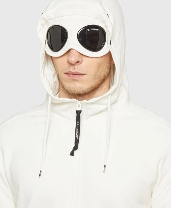 Худі C.P. Company Diagonal Raised Fleece Goggle, бежеве, розмір L